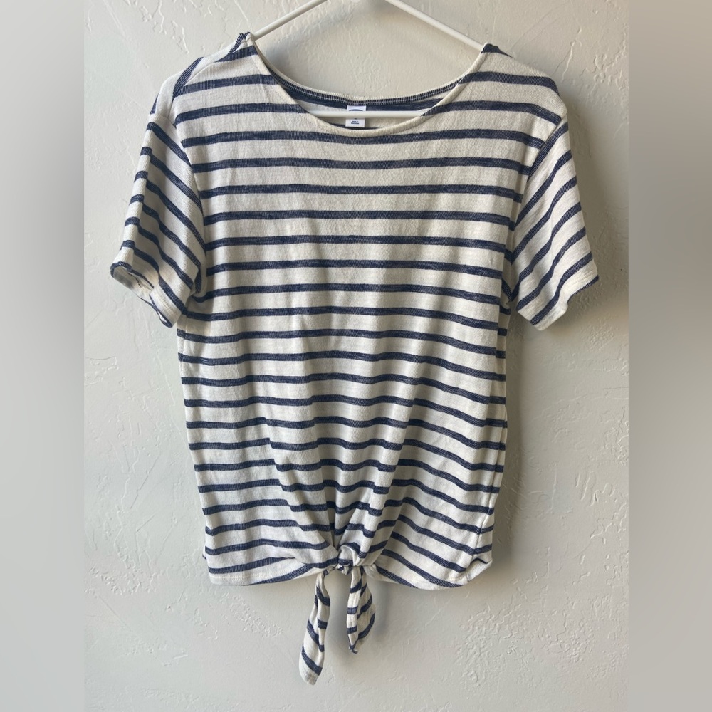 Old Navy | Navy Striped Knotted Shirt | Size M